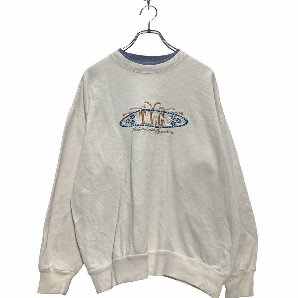 ENERGY 刺繍 スウェット トレーナー レディース XL ブルー ホワイト