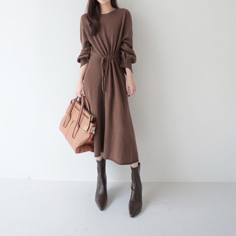 【dress】丸首ロングワンピース Q6543