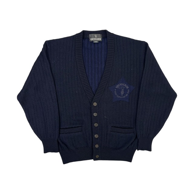 TRUSSARDI トラサルディ シルク混 デザイン ニットカーディガン L 