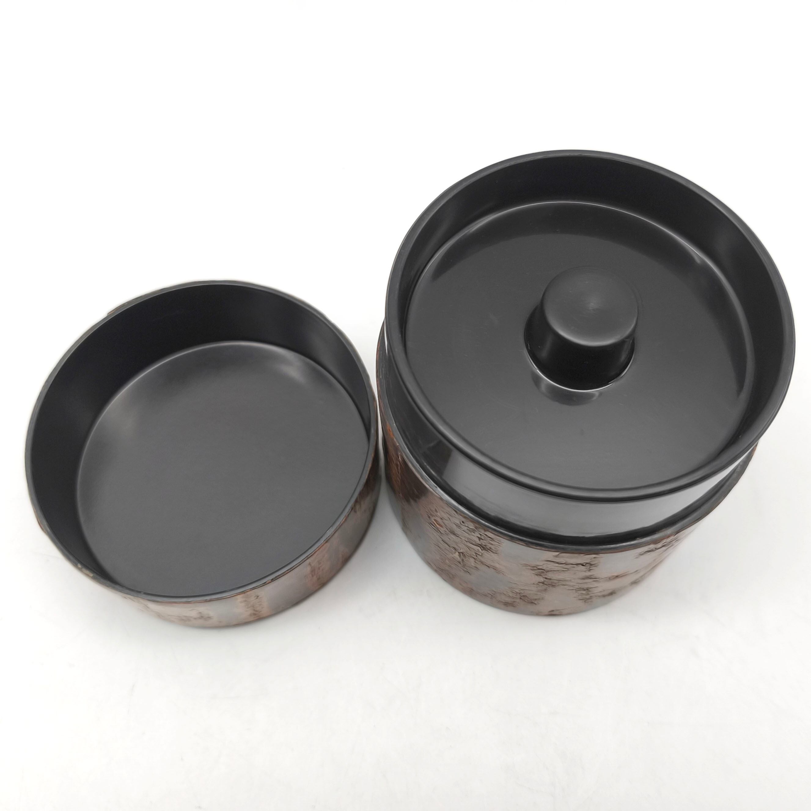 桜皮細工・樺細工・茶筒・茶托・茶匙セット・No.250329-17・梱包サイズ
