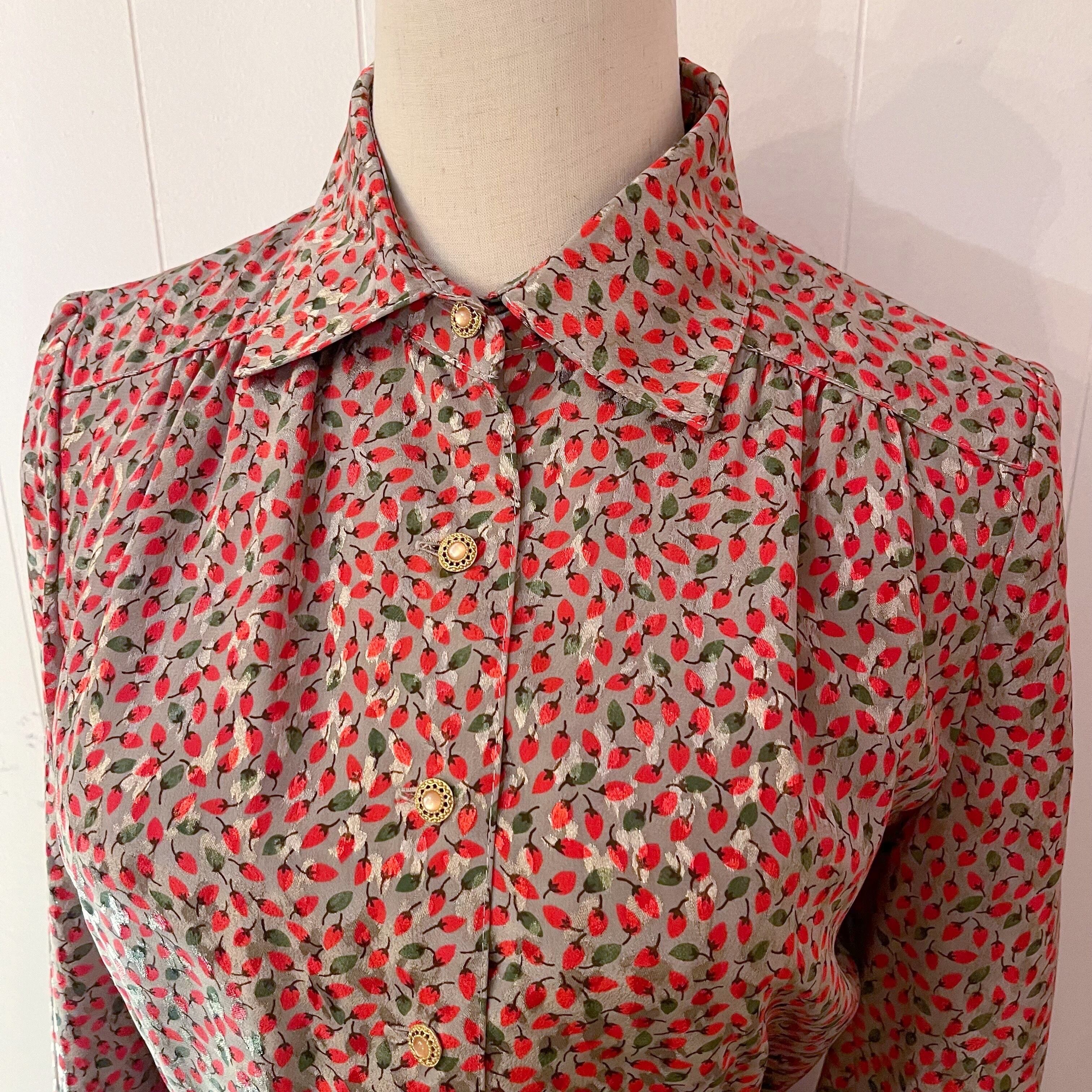 mini strawberry gold button one-piece