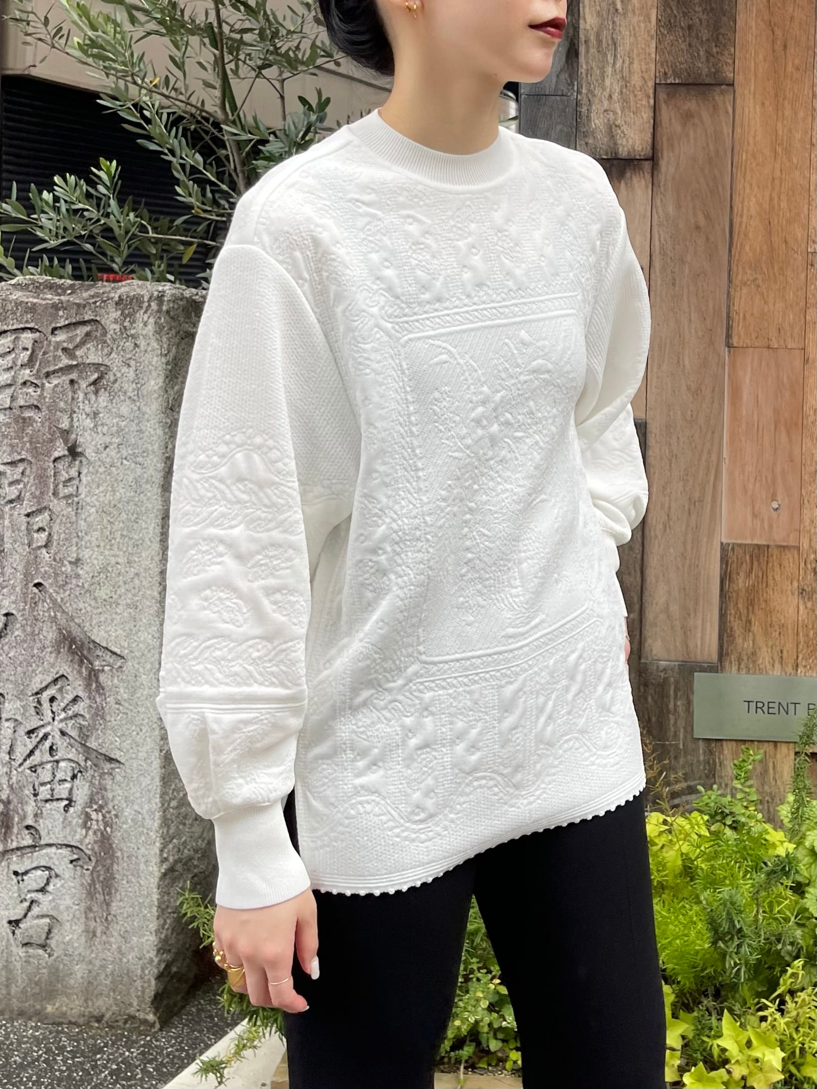 23AW】Mame Kurogouchi マメクロゴウチ / FLORAL JACQUARD KNITTED TOP 