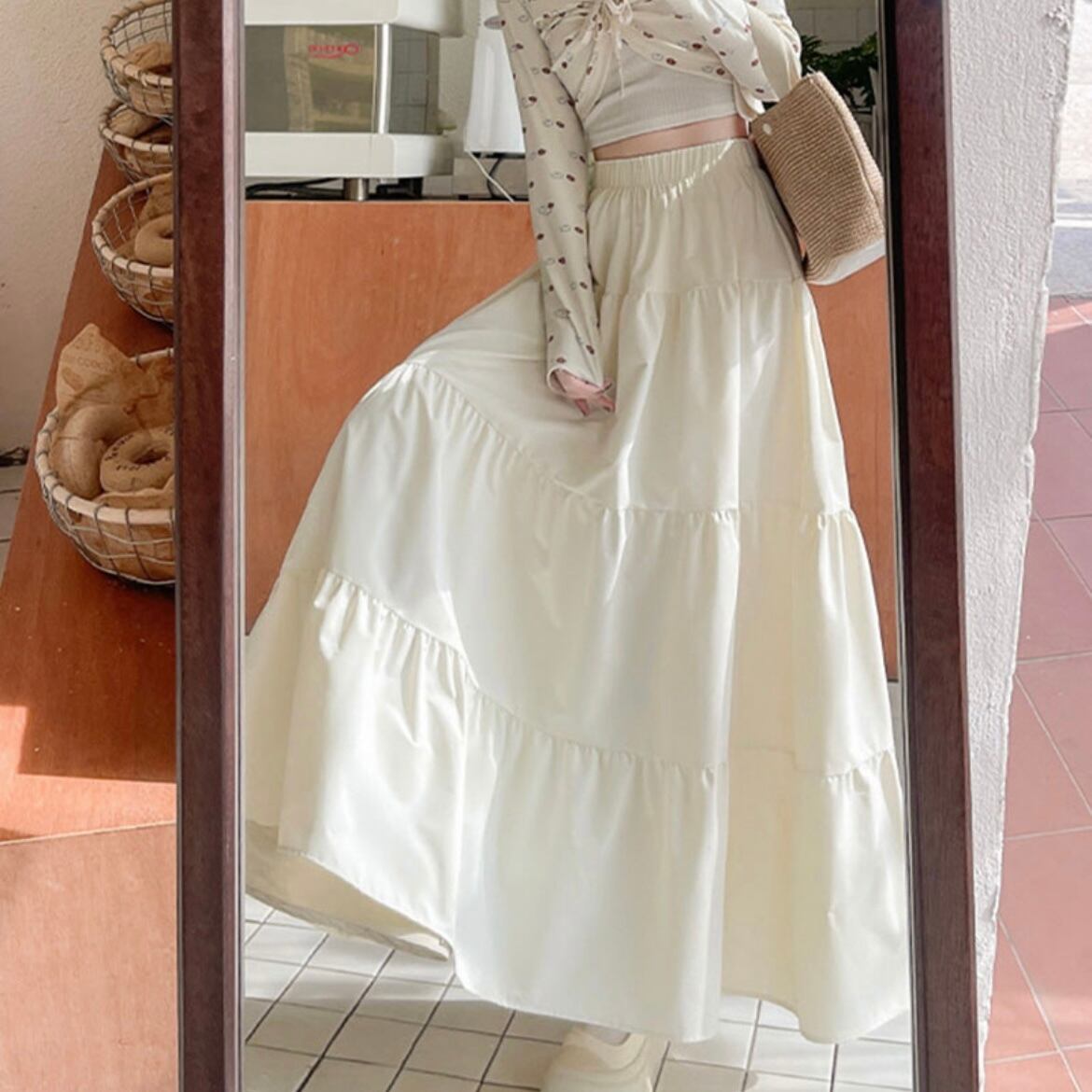 フレアロングティアードスカート