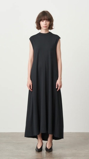 ATON -48/2 ORGANIC JERSEY | NO-SLEEVE DRESS- :BLACK