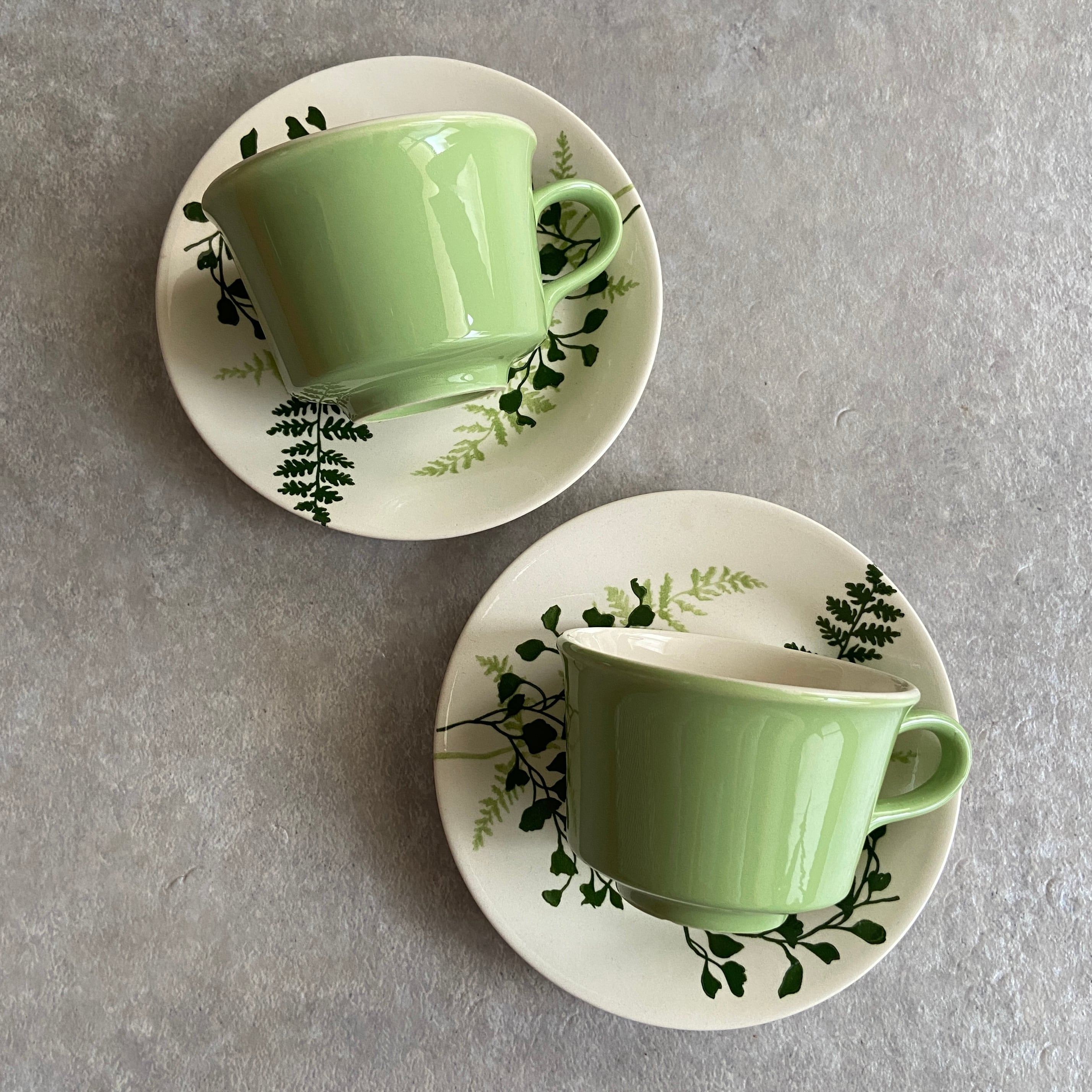 1970s~ Green Leaf Cups & Sosa 2 Set H412