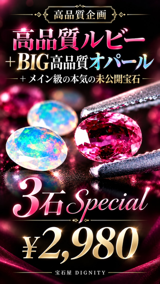 【高品質企画】高品質ルビー ＋ BIG高品質オパール ＋ メイン級の未公開宝石 [DK-1913］