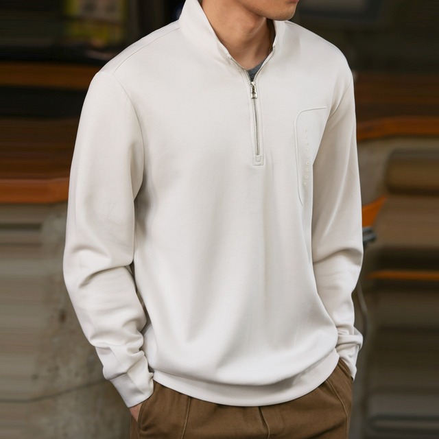 ハーフジッパー長袖スウェット 220293