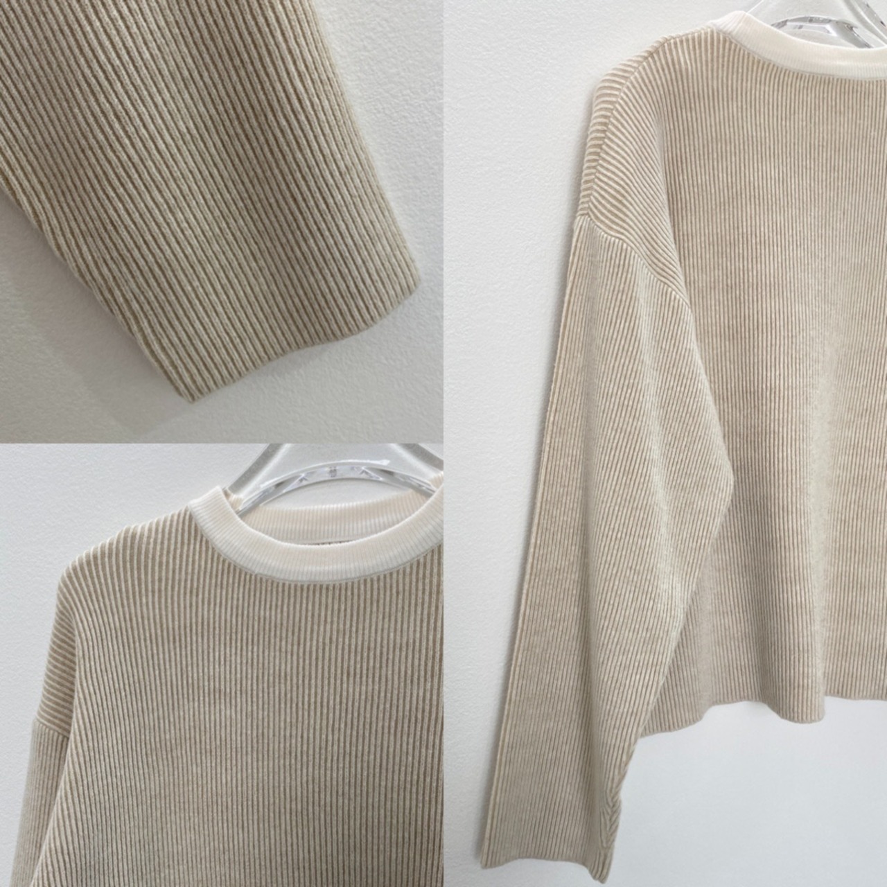 リバーシブルダブルカラーリブニットPO/エクリュ