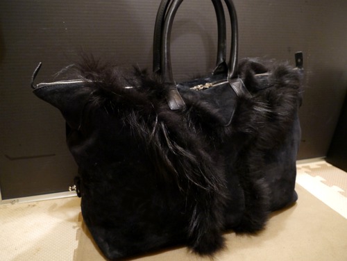 超レアモデル50万◆YvesSaintLaurent サンローラン EASY ファーxスエードレザー ボストン型 バッグ 黒◆