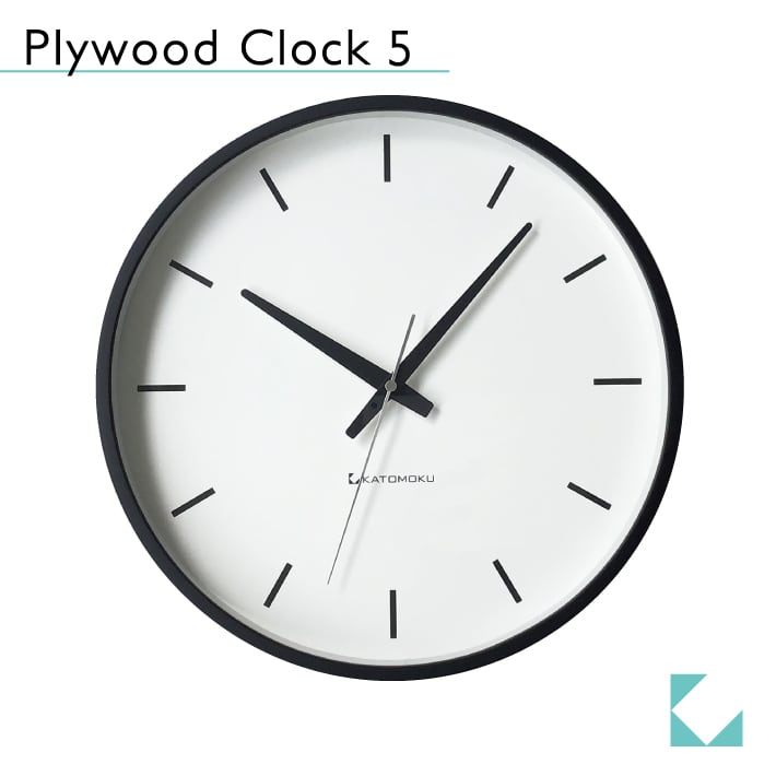 KATOMOKU plywood clock 5 ブラック km-49BK 掛け時計 | 加藤木工株式