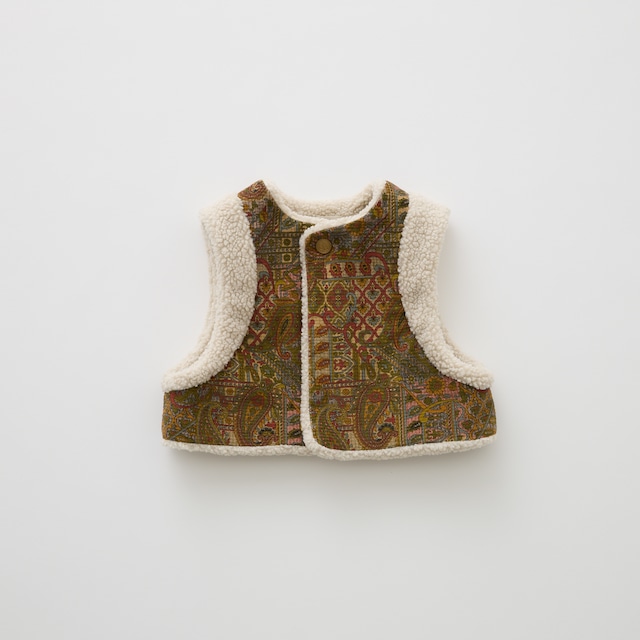 eLfinFolk(エルフィンフォルク)/ Paisly Boa Vest / olive / 90,110,130cm