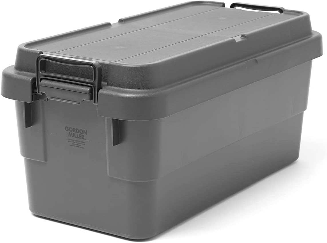 【数量限り】GORDON MILLER スタッキング トランクカーゴ 70L 収納ボックス 大容量 蓋付き 座れる 積み重ね フラット天板 ダークグレー 01664703