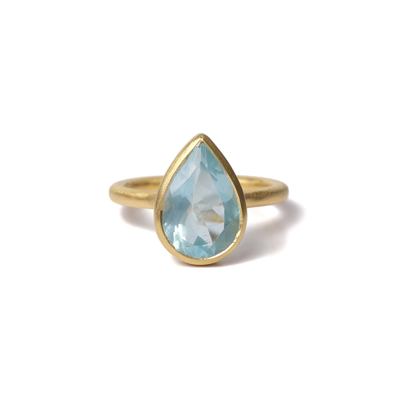 S925 SINGLE STONE MATT RING -AQUAMARINE-