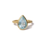 S925 SINGLE STONE MATT RING -AQUAMARINE-