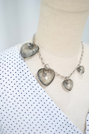 gray clear heart necklace