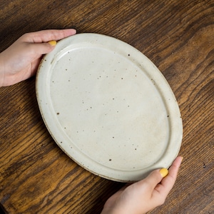 白マット釉 オーバル皿 大（ディナープレート・プラター・大皿）／くるり窯