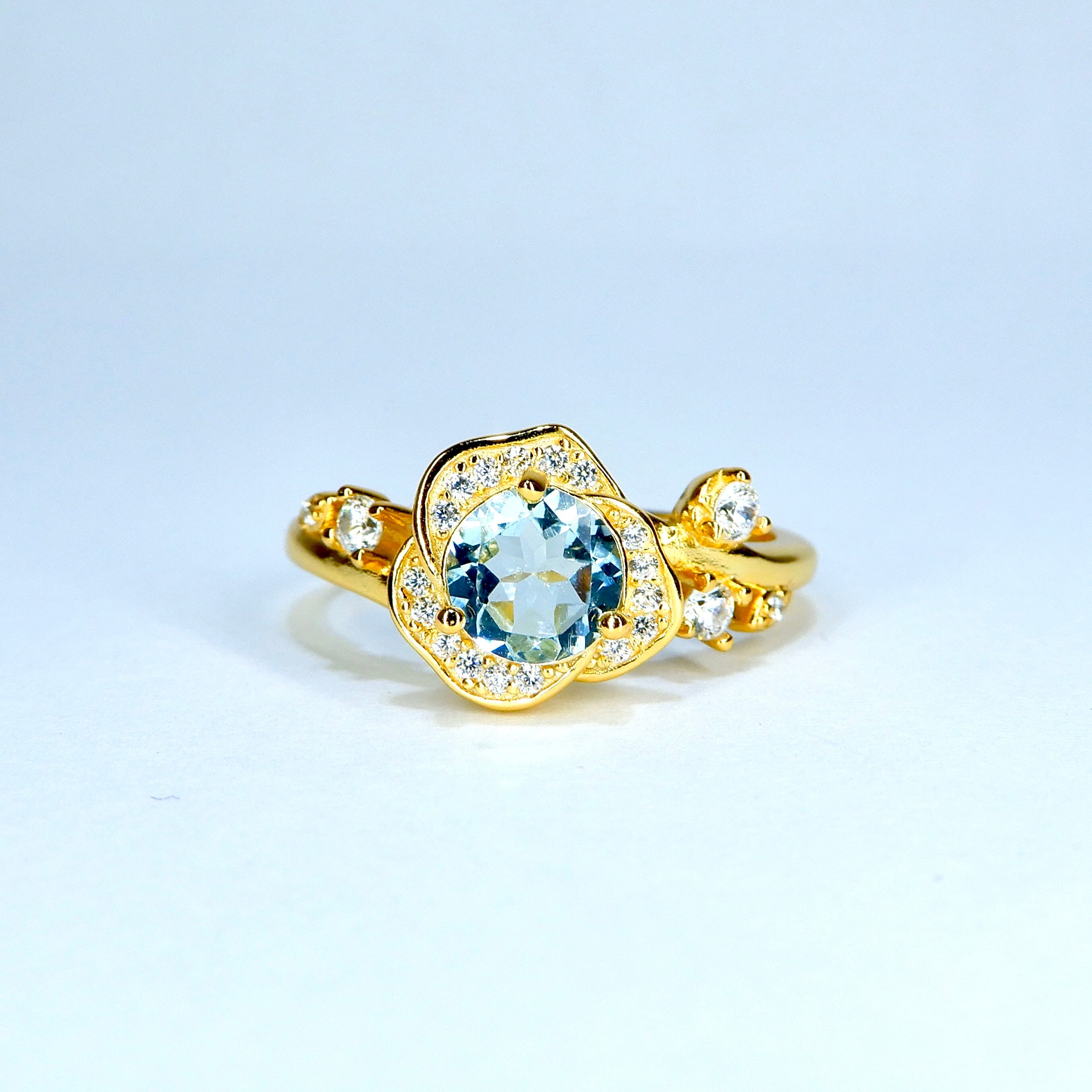 Rose Ring♦︎アクアマリン♦︎YGカラー