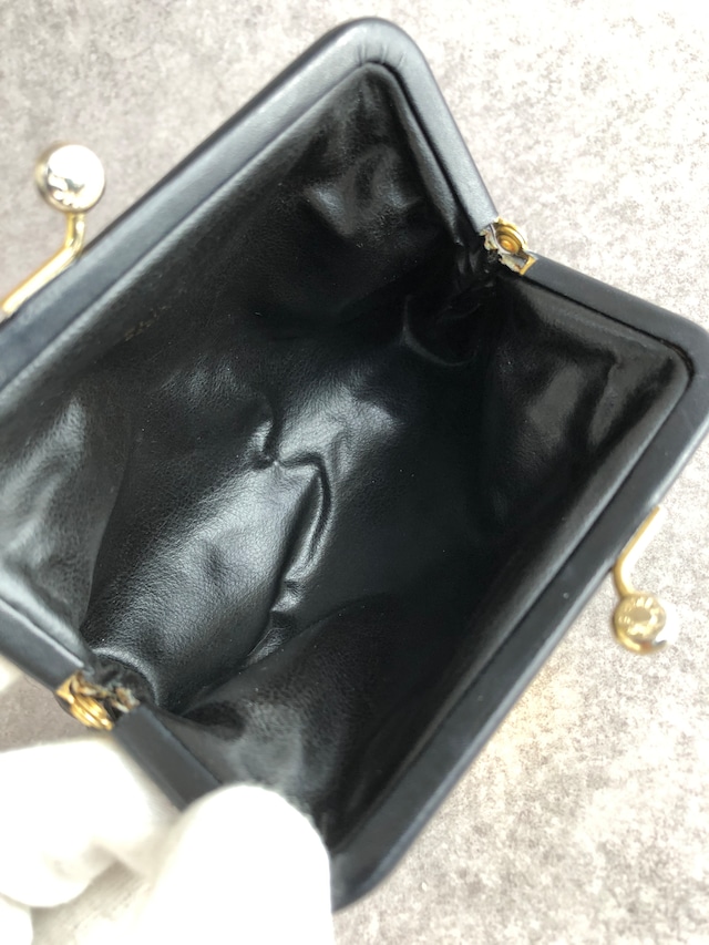 CELINE セリーヌ 財布 ブラック ロゴプレート レザー がま口 コインケース vintage ヴィンテージ オールド z4abfu