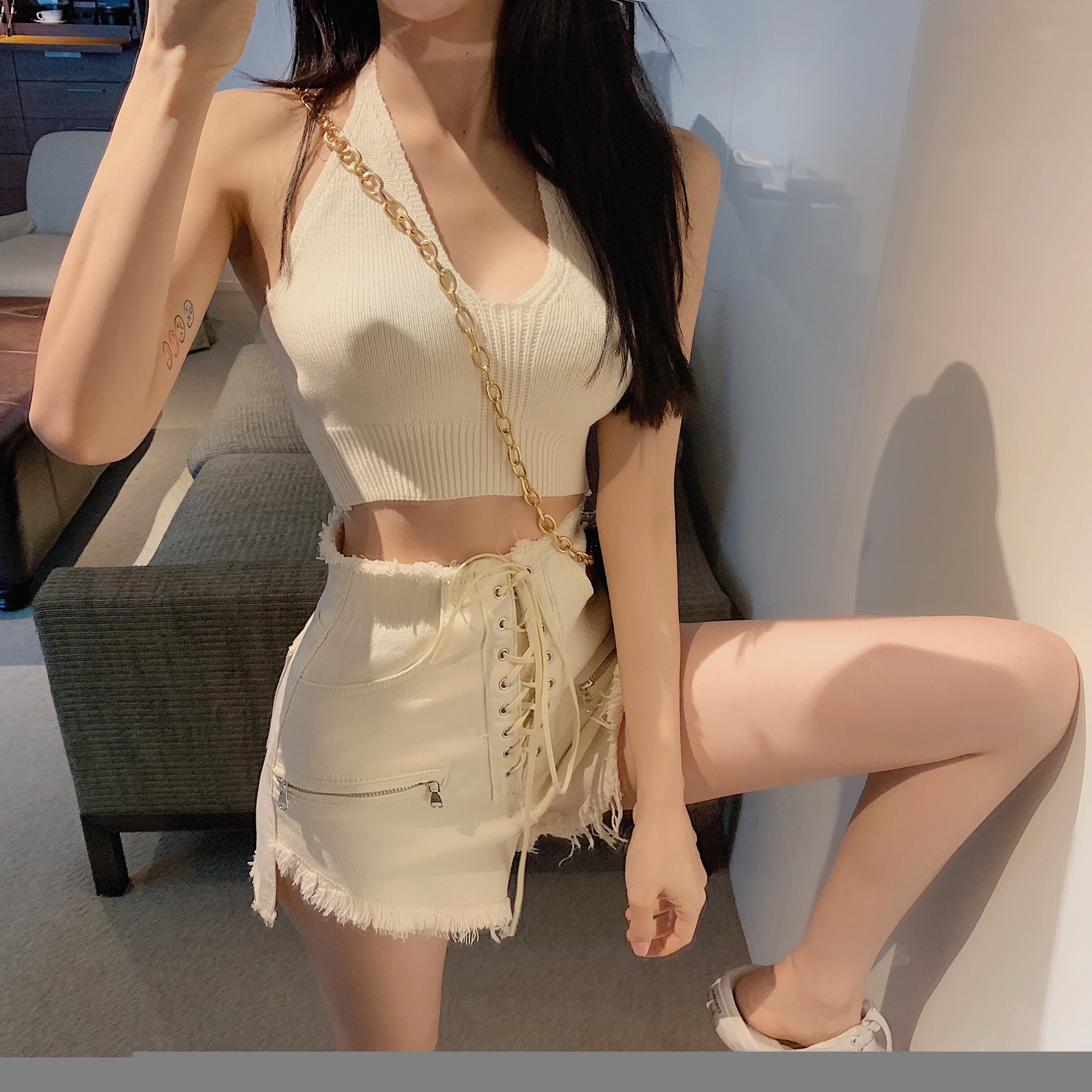 サマースタイルショートホルターハイウェストウェストパンツ 夏物 ドラファッションホール11307070001