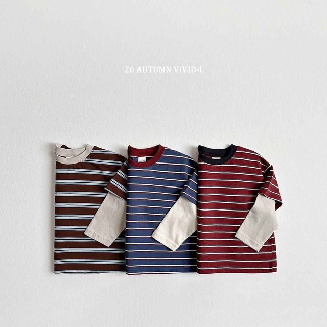 【取寄】vivid-i｜multi stripe double-layer tee｜マルチストライプ二重T｜XS-JM｜kids&jr｜26 autumn