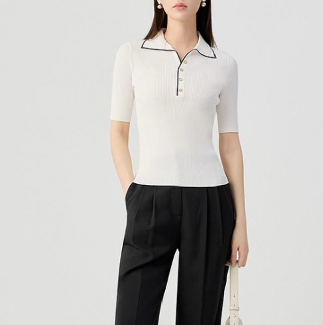 ニットトップス レディース トップス ニット 5分袖 襟付き ハーフボタン スリム 細身 かわいい 大人可愛い きれいめ 上品 おしゃれ エレガント 存在感 都会的 ベーシック 無地 春 夏 秋 ロングシーズン デート お出かけ 女子会 休日 ショッピング コンサート ライブ お花見 カフェ プチプラ 普段使い 着回し モテ 清楚 インスタ映え S M L XL 2XL 小さいサイズ 大きいサイズ カラバリ ホワイト ブラック ピンク ブルー ベーシックカラー 大人カラー 春カラー 秋カラー キャメル