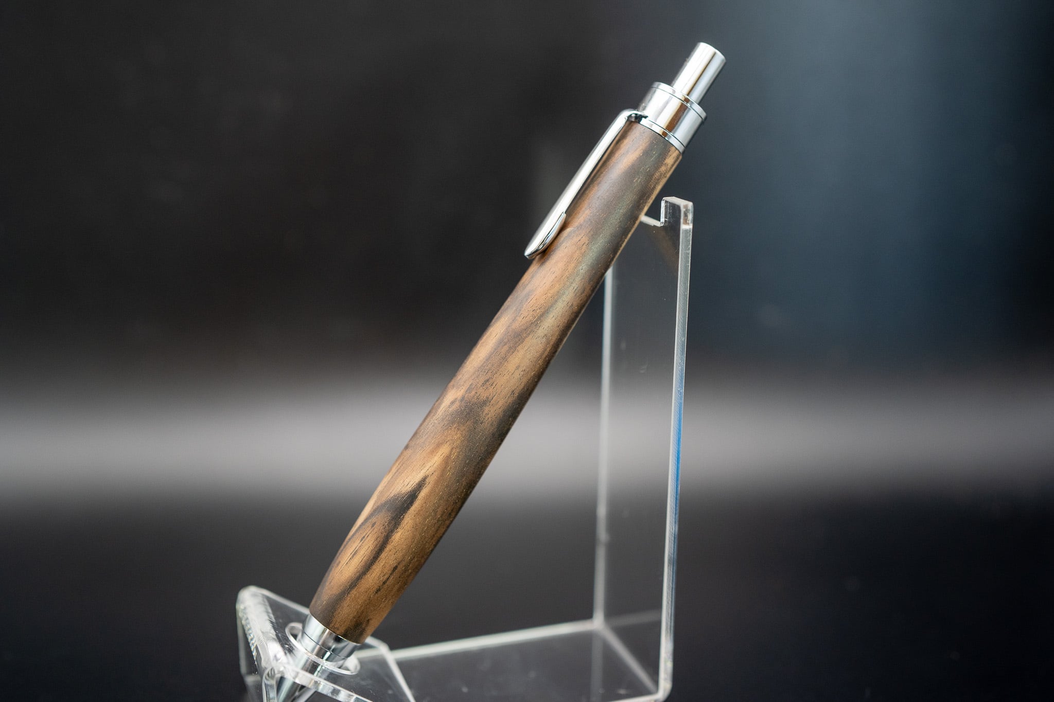 魅惑の黒い紋様】 黒柿孔雀杢 極上 silver BP | 木軸ペン工房 金杢犀