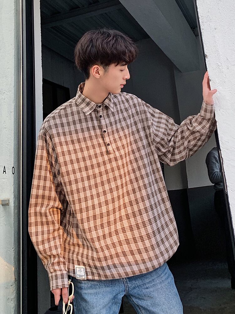 全2色 シャツ トップス チェック カジュアル 長袖 おしゃれ