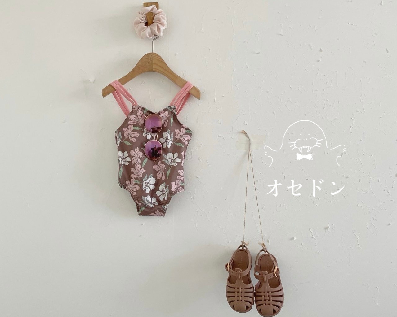 【aladin kids】フラワースイムウエア　ピンク　XS 80~90cm - 1