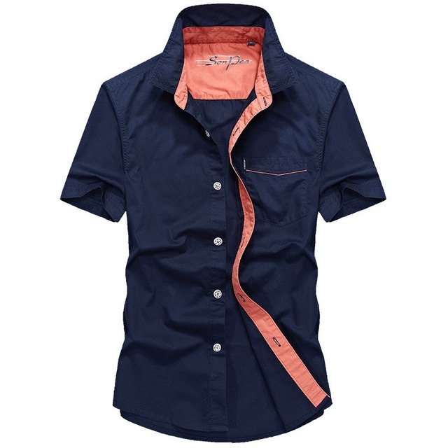 新しい夏カジュアルシャツ男性トップ品質綿快適な貨物シャツ半袖軍事シャツ男性カミーサソーシャルmasculina