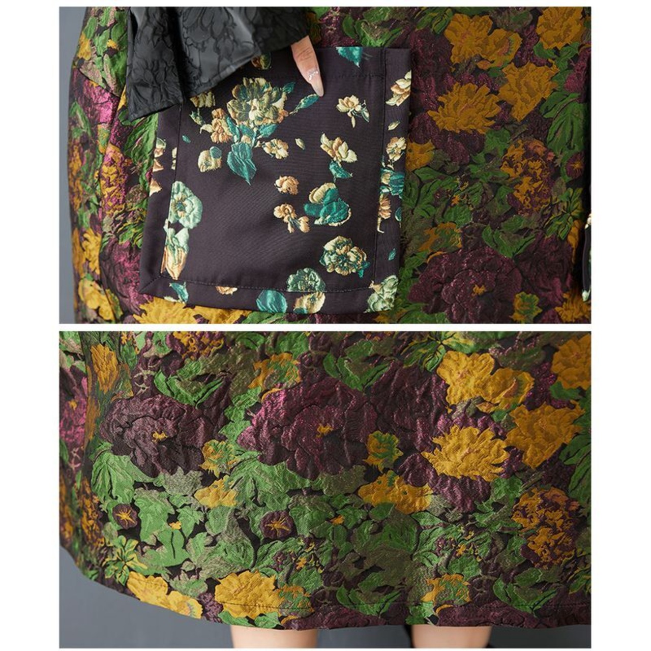 フラワー パッチポケット ワンピース  00362