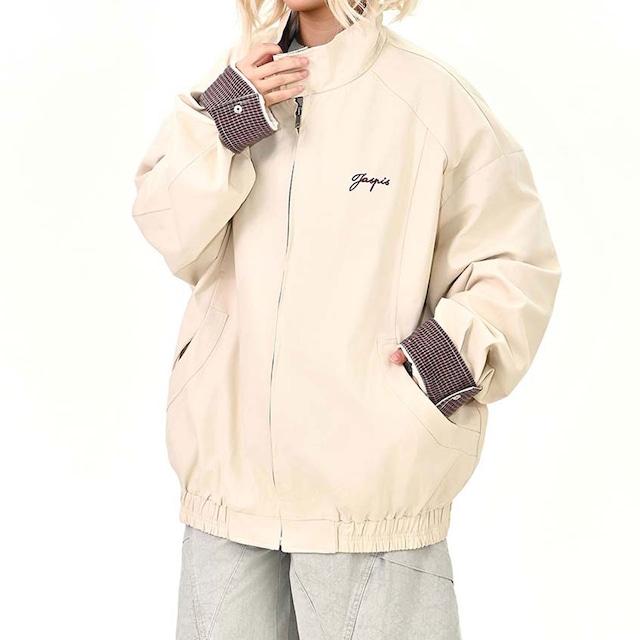 コントラストチェックカラージップブルゾン 2col   R01461