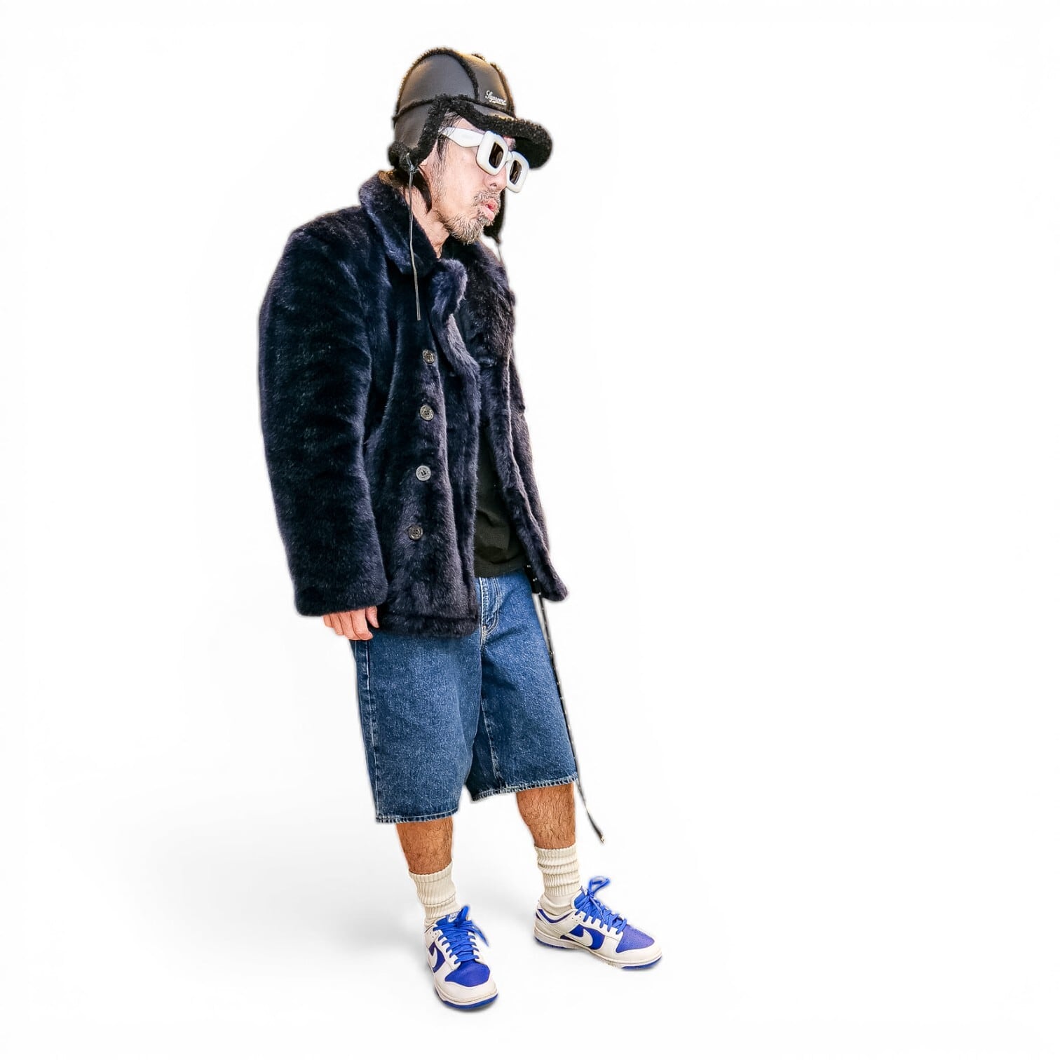 Supreme x Schott ファー ピーコート ネイビー サイズS シュプリーム