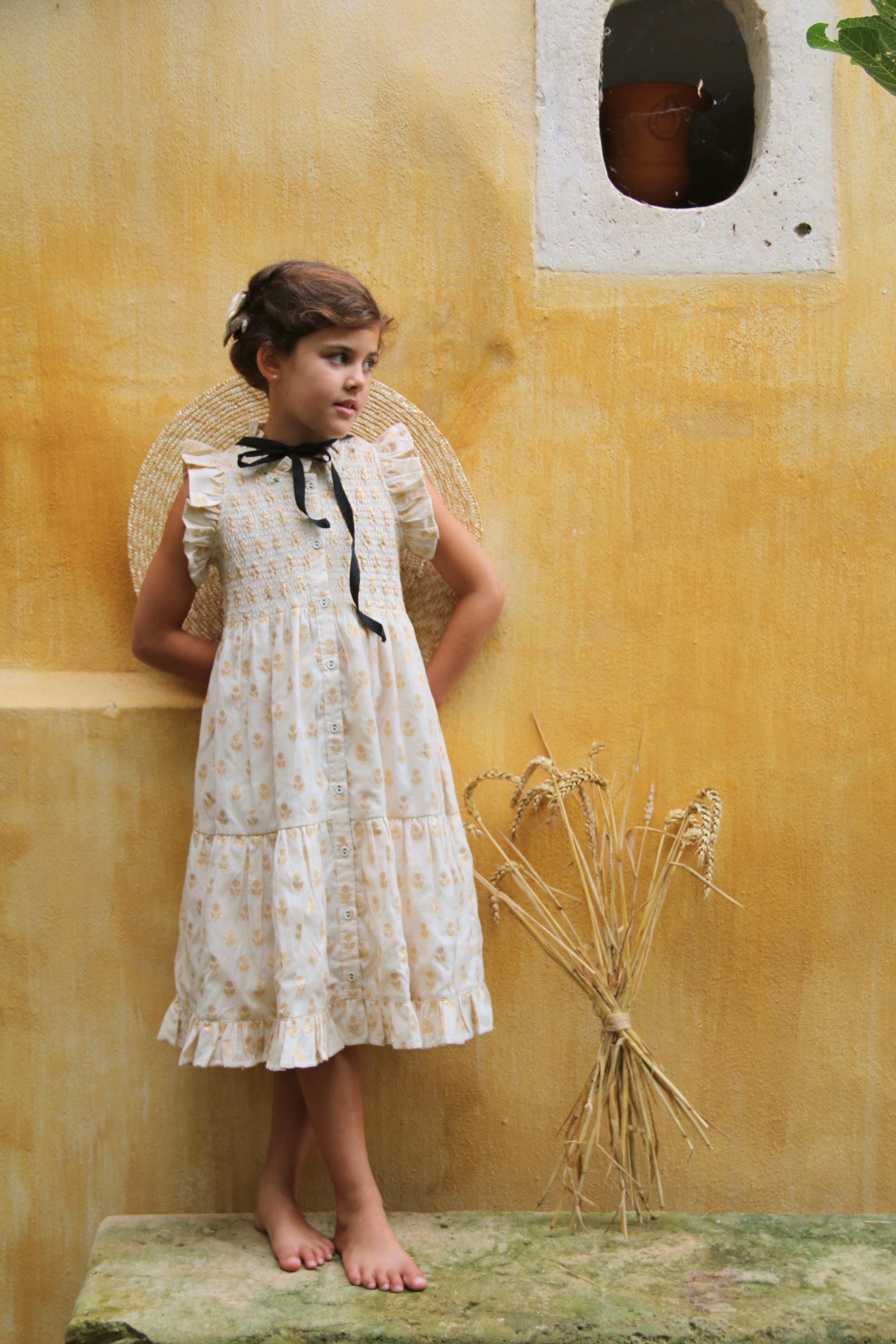 Bonjour Diary / Ibiza Dress - Flowers lurex ecru Chanderi Bonjour Diary / Ibiza Dress - Flowers lurex ecru Chanderi