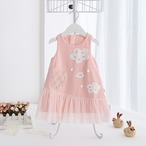 チュールとビジューのノースリーブワンピ(ピンク)