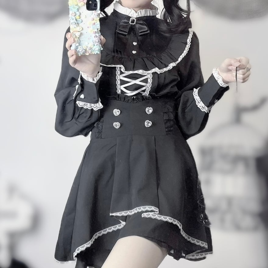 サブカル系 地雷 天使と悪魔 スカート ハイウエスト シフォン