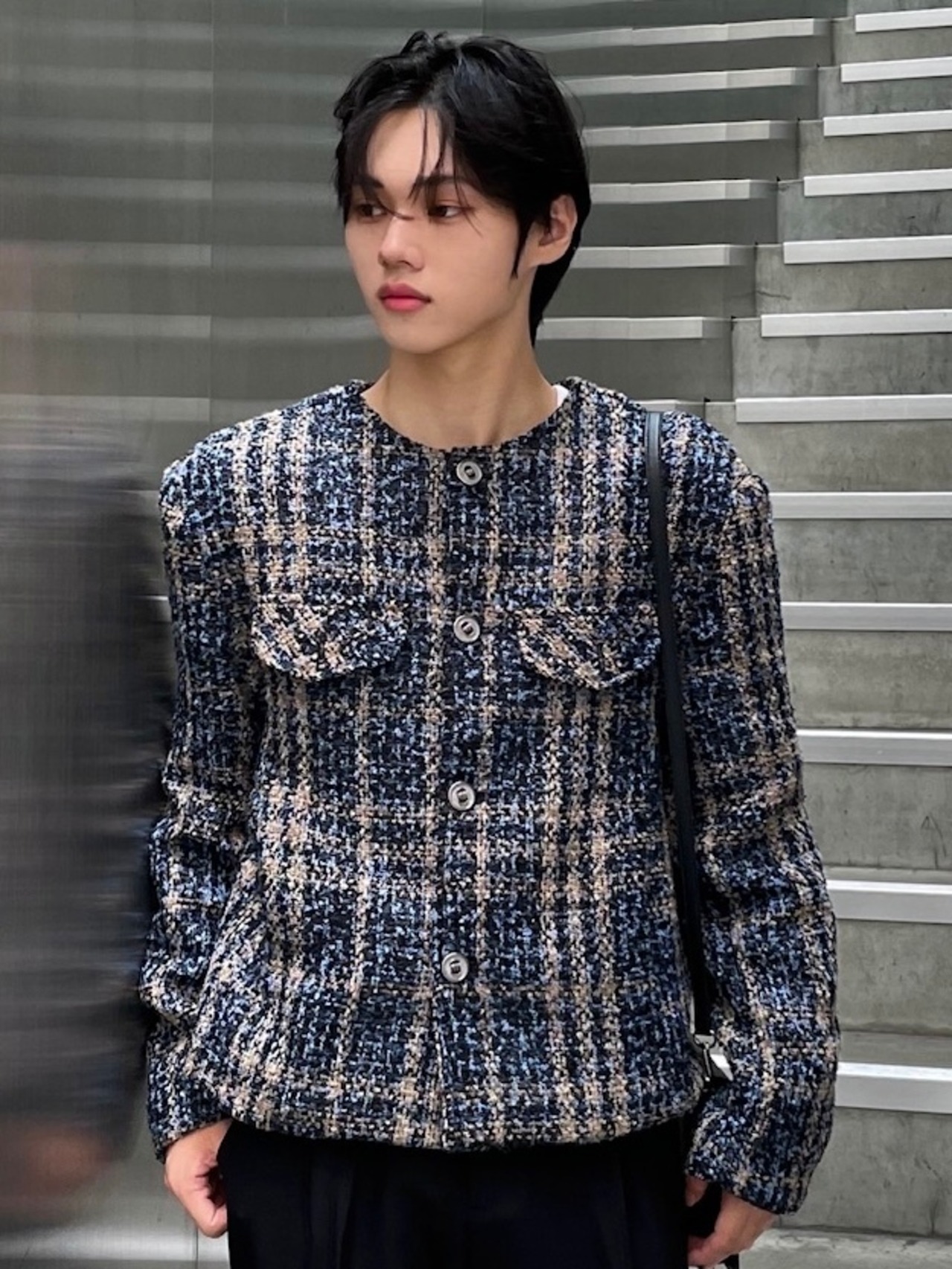ALUDE SELECT】blue chuck tweed jacket | 【ALUDE】韓国メンズ 