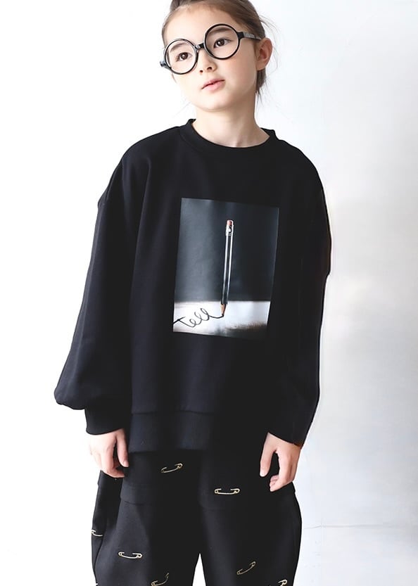 【 michirico 26AW 】 Pencil landscape pullover / MR26AW-12 / ブラック / KIDS