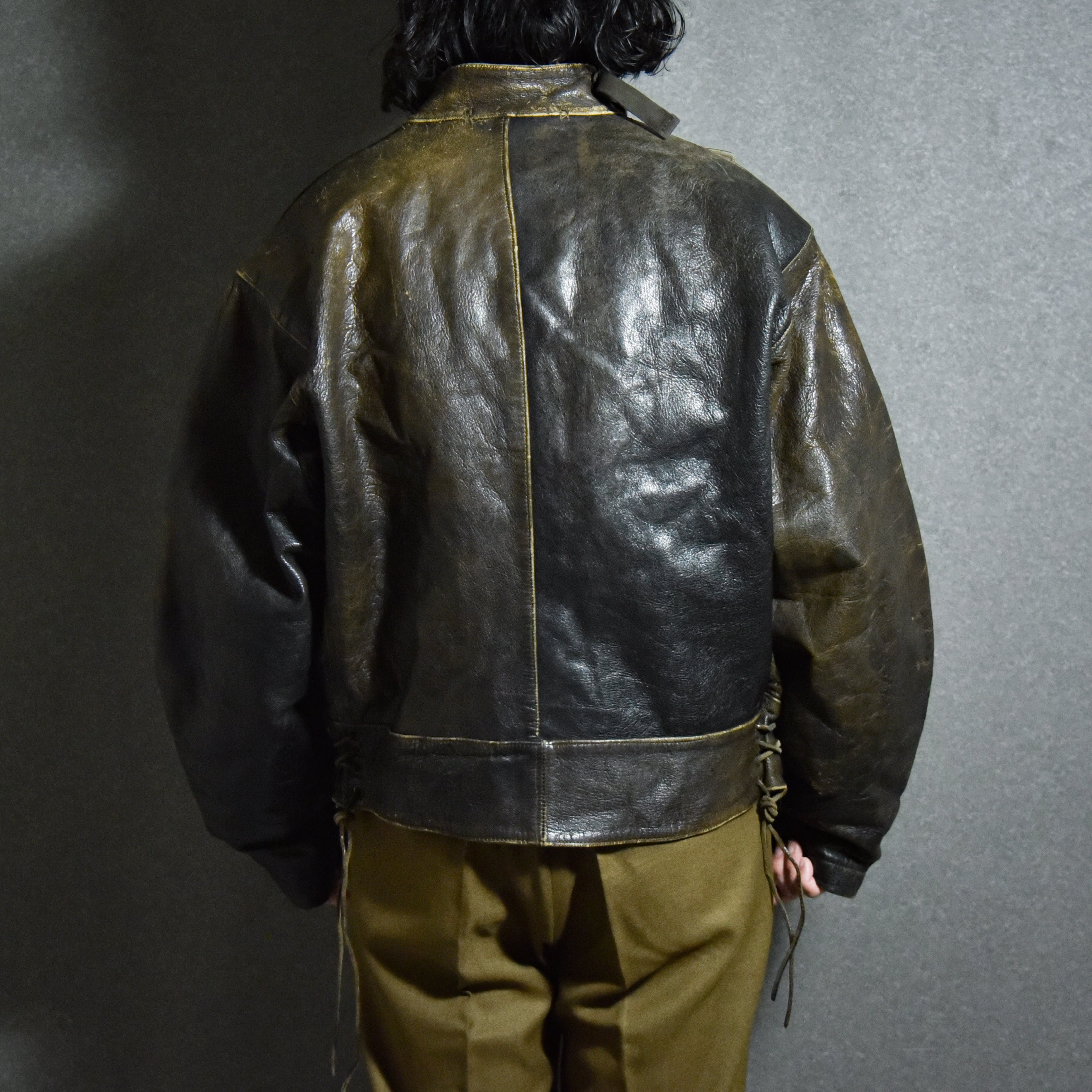 40s Swedish Army Leather Motorcycle Jacket スウェーデン軍 レザー