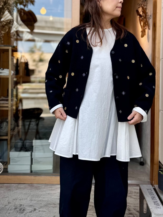 doux  bleu  刺繍ニットジャケット