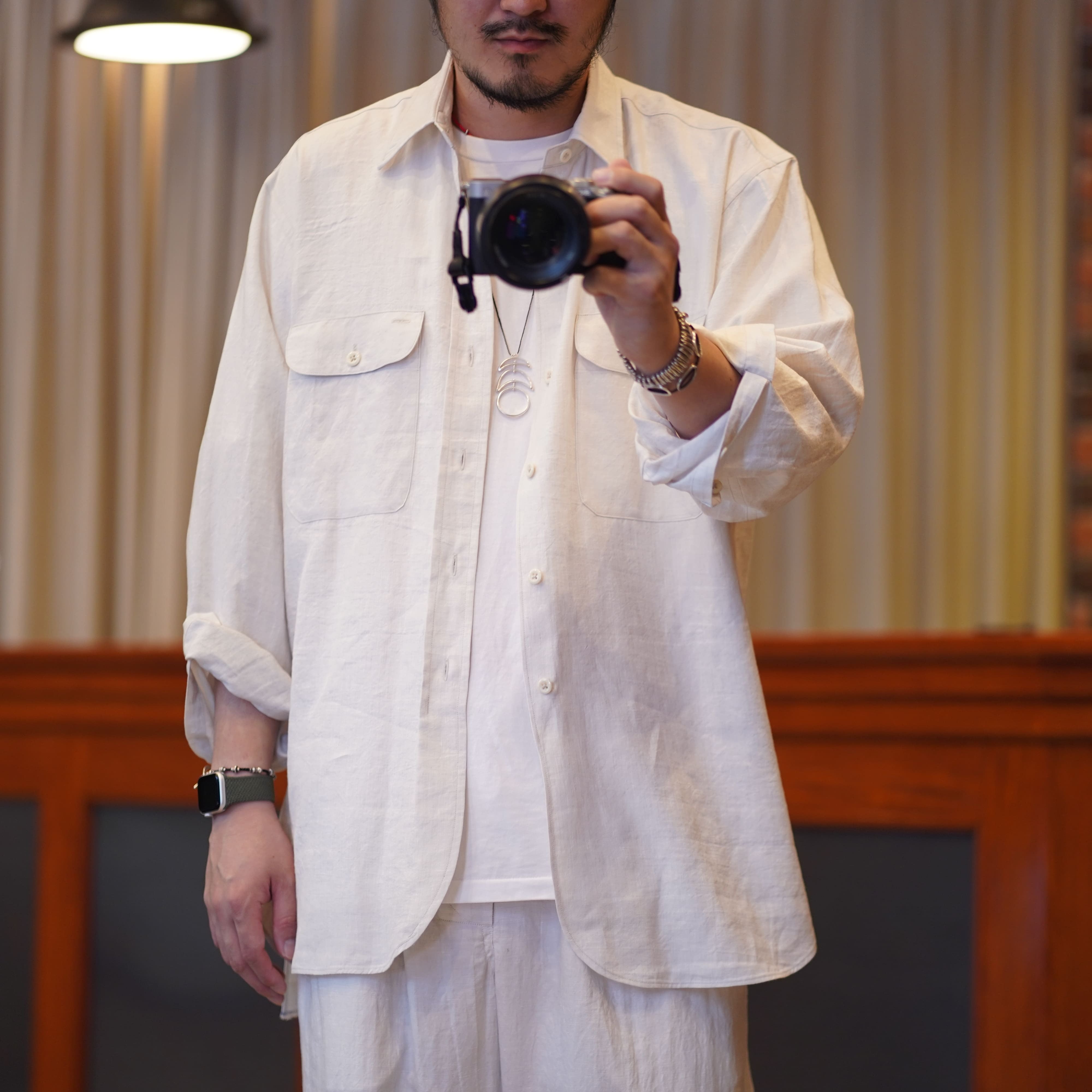 サイズ3 マーティーアンドサンズ ワークシャツ アンティークホワイト MAATEE&SONS WORK SHIRTS ANTIQUE WHITE