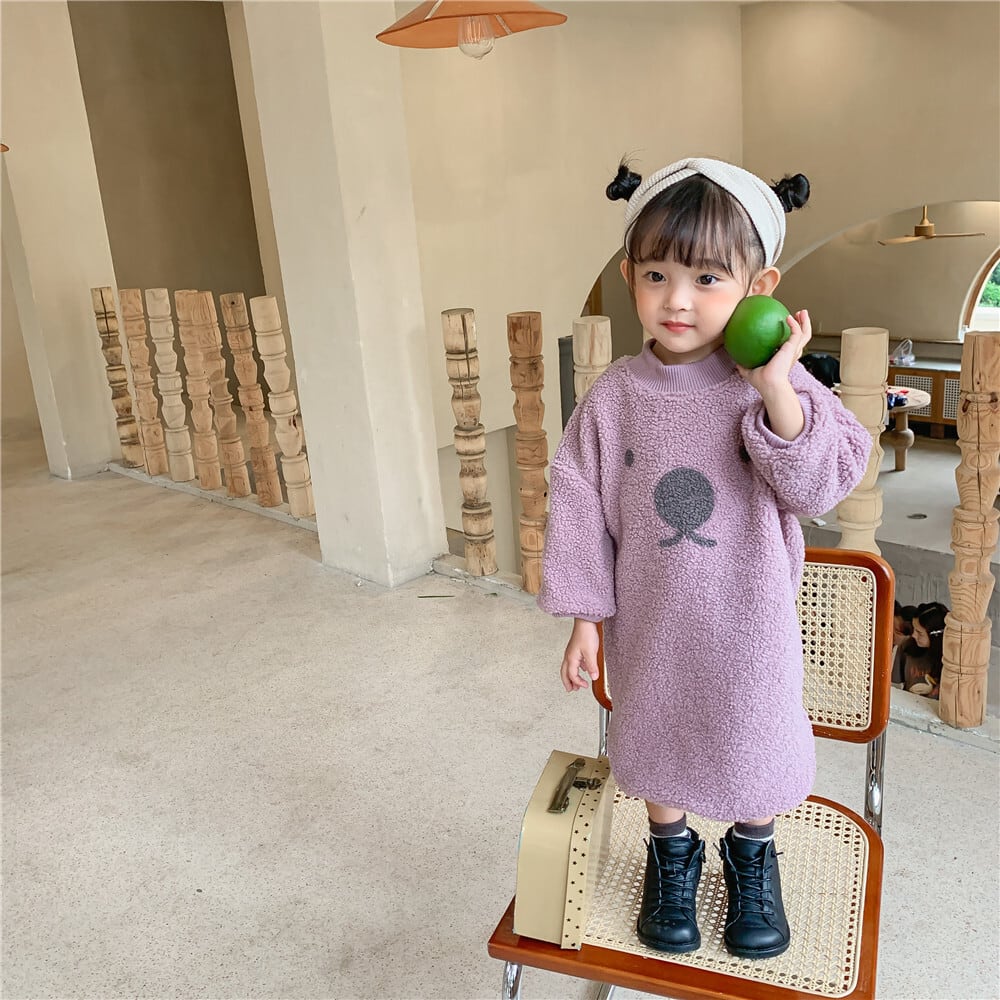 予約商品】 くまさんロングワンピース クマ ベア 子供服 フリース ボア