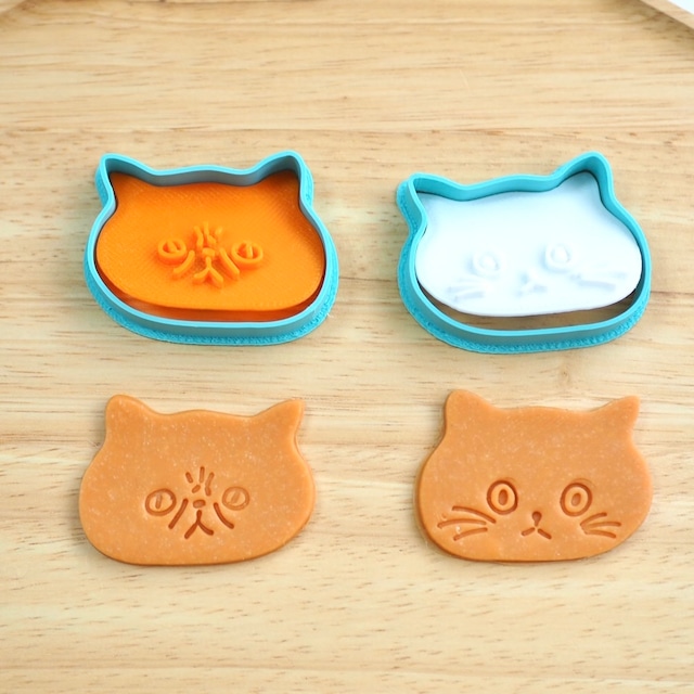 ★ミニサイズ★ チビ猫お顔　2コセット　3dプリンタークッキー型