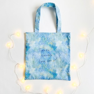 やさしい色のトートバッグ　星月夜　ことばの刺繍入り