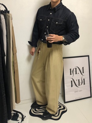 Double Twist Tuck Premium Cotton Pants（3color）