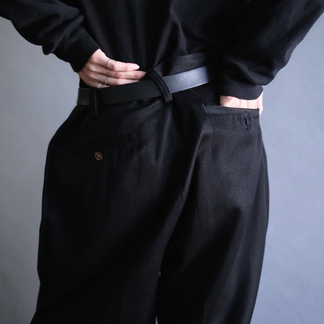 "TOOMY BAHAMA" 2-tuck tapered silhouette black wide slacks