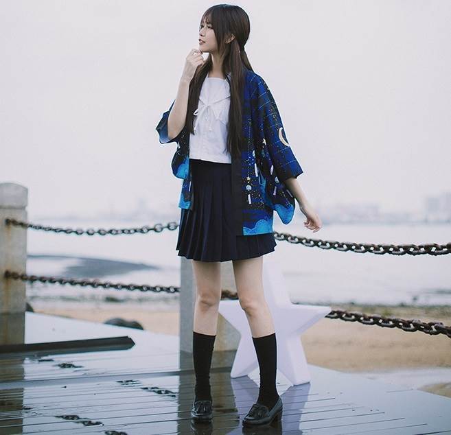 和柄 羽織 和風 法被 ハッピ アウター カーディガン ガウン ミディアム