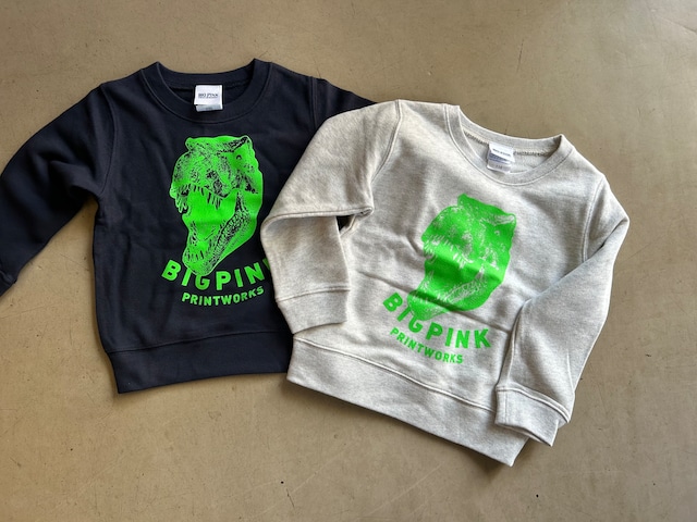 BIG PINK dino  sweat  kids   【neon green】