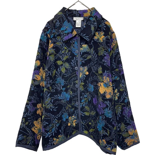 『美品 VINTAGE Christopher & Banks flower design rayon reversible gobelins jacket』USED 古着 ヴィンテージ フラワー 花柄 レーヨン リバーシブル ゴブラン ジャケット