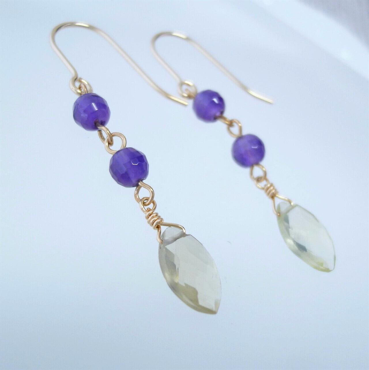 s様 レモンクォーツ アメシスト ピアス