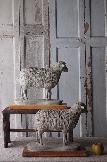 温和な羊のオブジェ-plaster sheep objet | アンティーク.ヴィンテージ